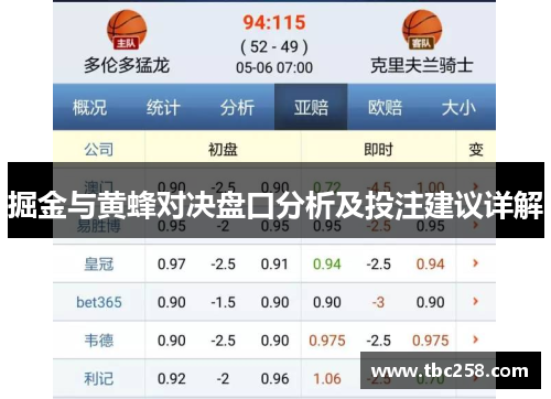 掘金与黄蜂对决盘口分析及投注建议详解
