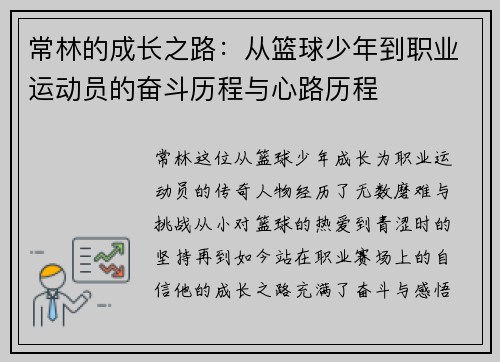 常林的成长之路：从篮球少年到职业运动员的奋斗历程与心路历程